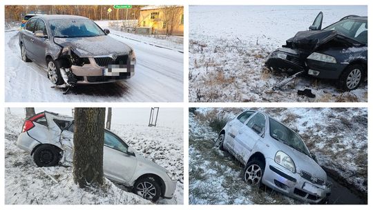 Fatalne warunki na drogach powiatu bartoszyckiego. Kolizja za kolizją