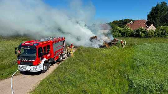 Pożar na polu w Posadach. Strażacy walczyli z ogniem przez kilka godzin