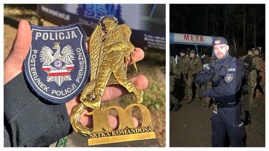 Przebiegł „Setkę Komandosa”. Policjant z Pieniężna najlepszy wśród policjantów w Polsce