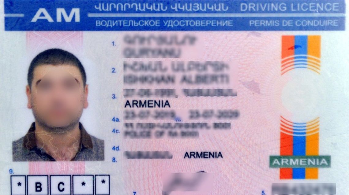 Ormianin ze sfałszowanym armeńskim prawem jazdy