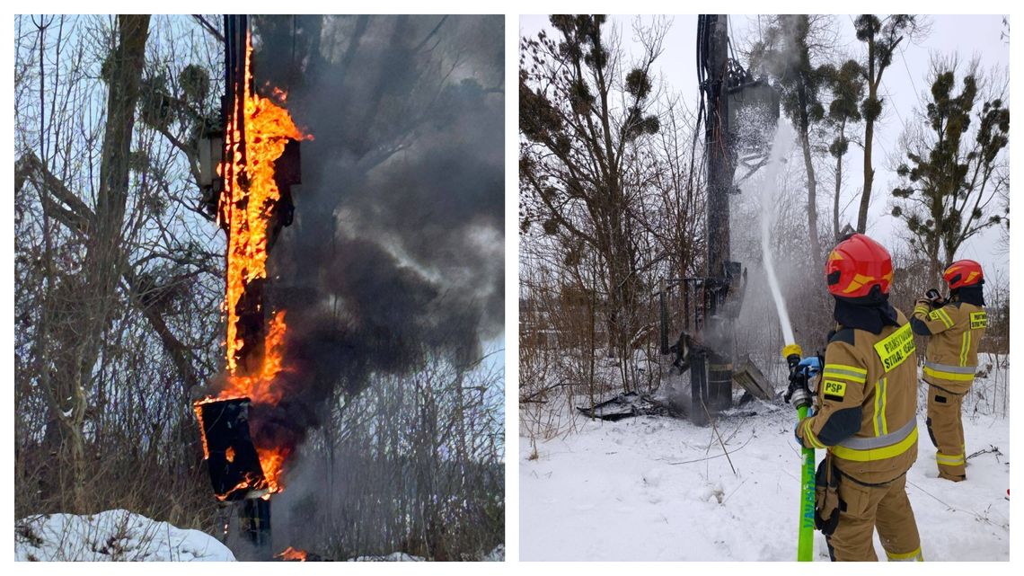 Pożar stacji transformatorowej w Lipowinie. Strażacy z OSP zadziałali błyskawicznie