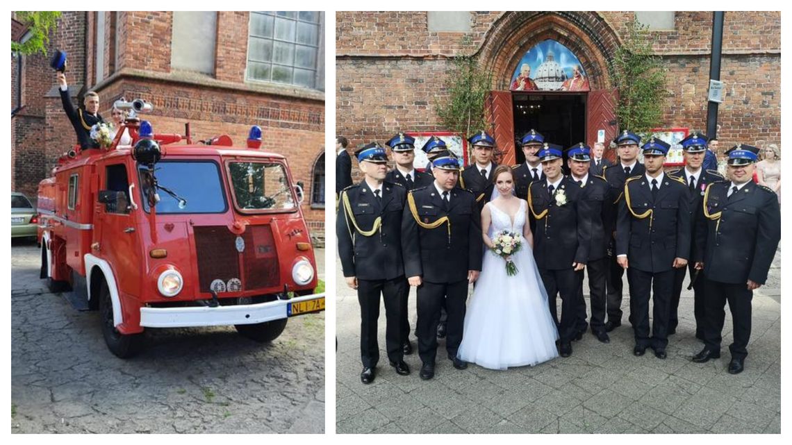 Ślub w strażackiej rodzinie. Strażak wyszła za sekcyjnego