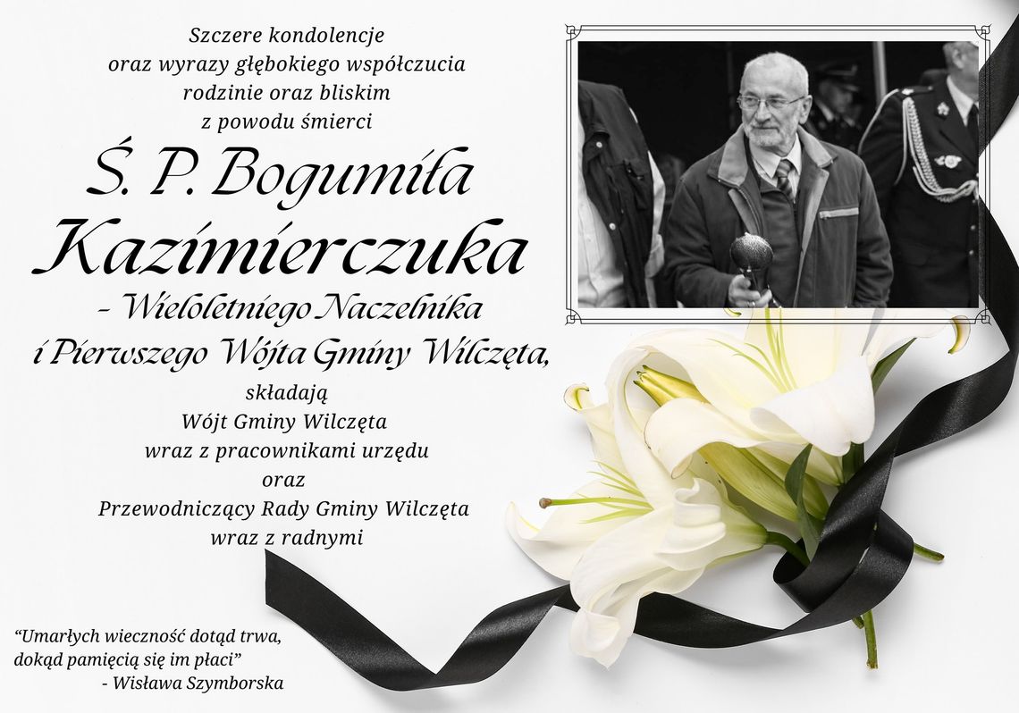 Żałoba w gminie Wilczęta. Mieszkańcy żegnają pierwszego wójta