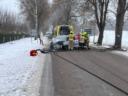 Czołowo uderzył w drzewo