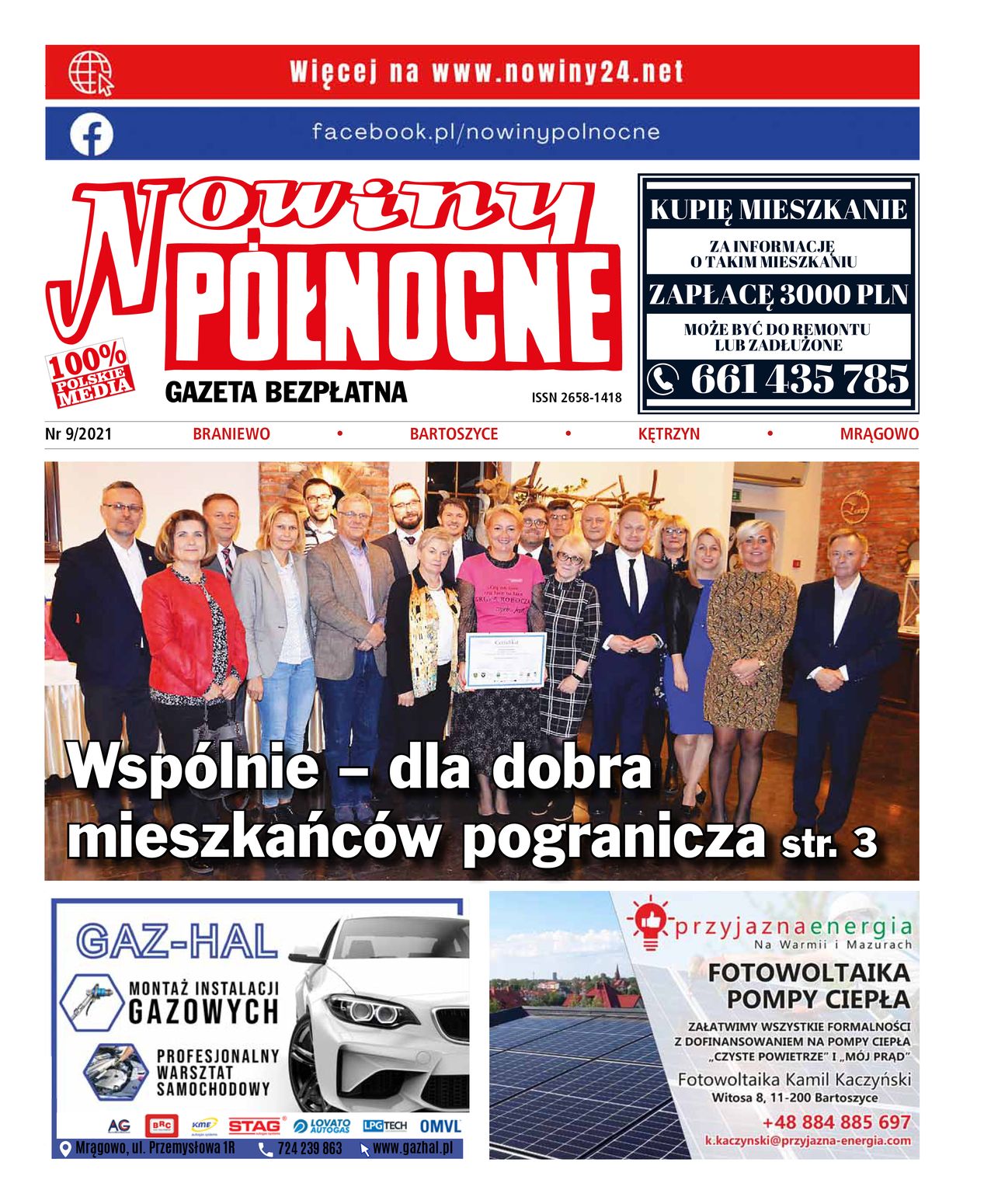 Nowiny Północne, 2021/09 - strona 1