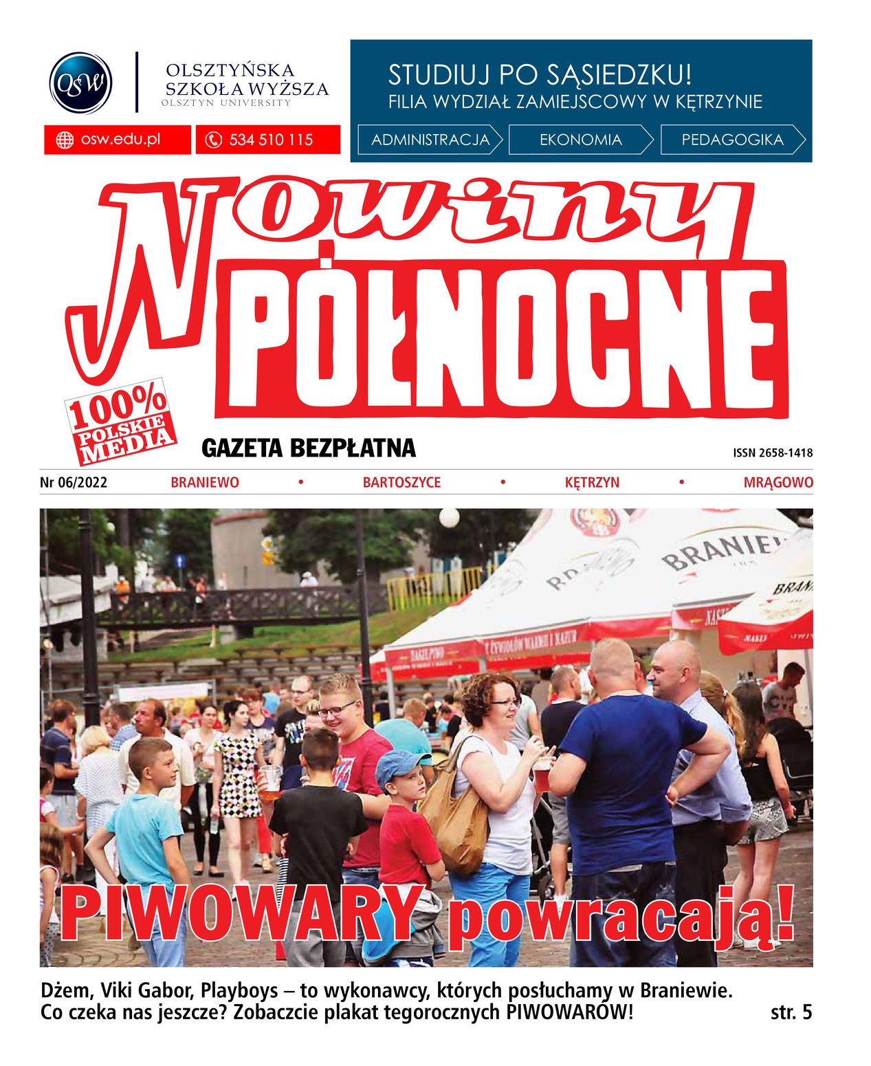 Nowiny Północne, 2022/06 - strona 1