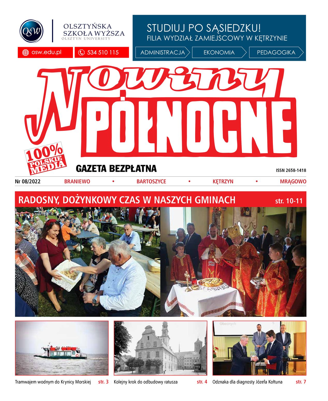 Nowiny Północne, 2022/08 - strona 1