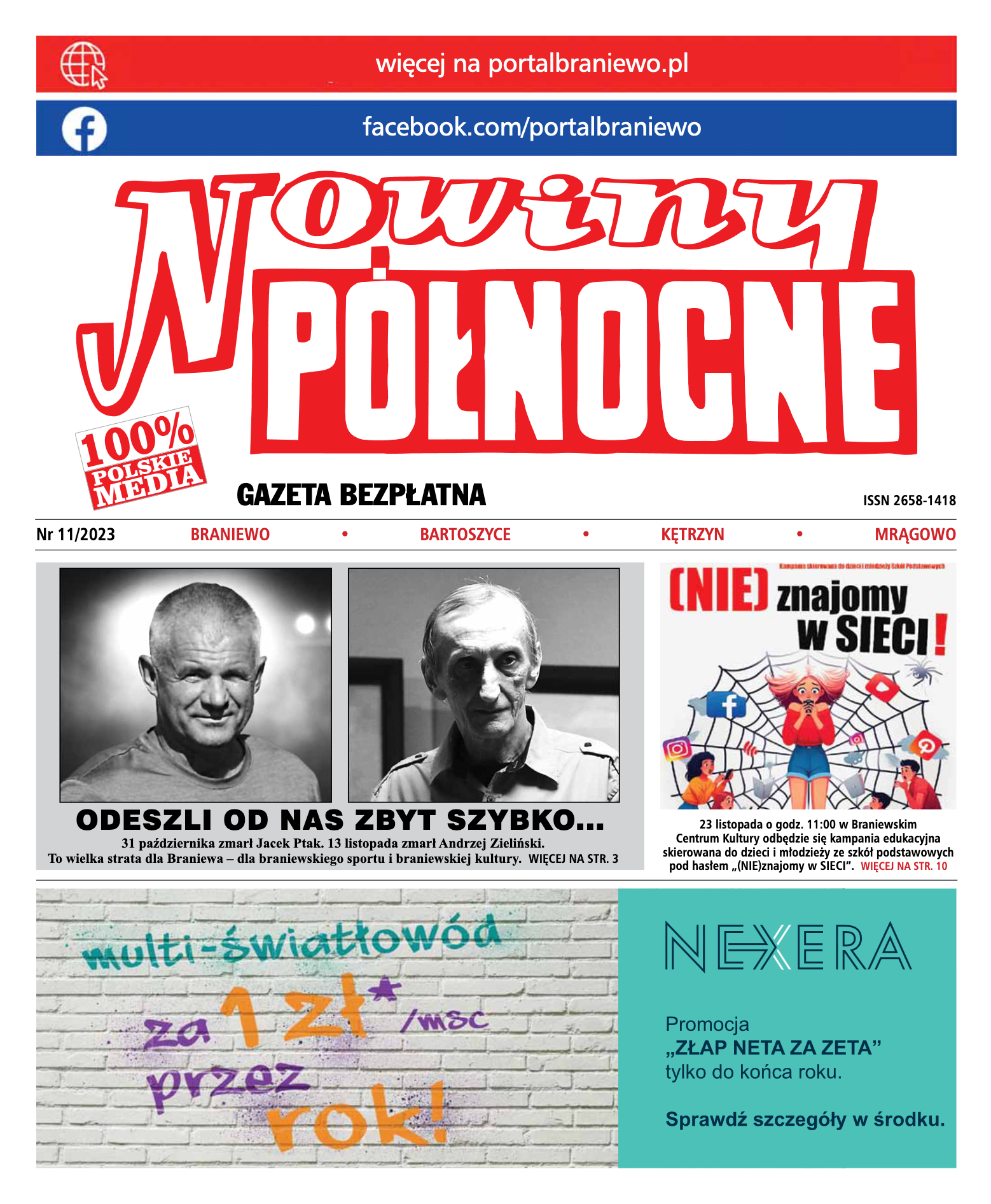 Nowiny Północne, 2023/11 - strona 1